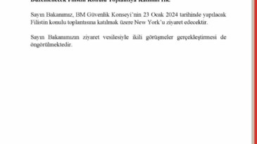 Dışişleri Bakanı Fidan, New York’ta BMGK Toplantısına katılacak