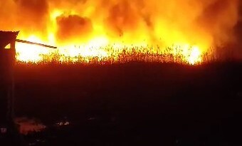 Eber Gölü’nde sazlık alanda yangın çıktı, alevler metrelerce yükseldi